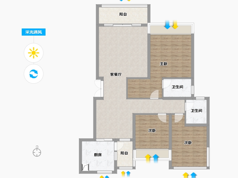 四川省-成都市-美的新城公园天下-113.26-户型库-采光通风