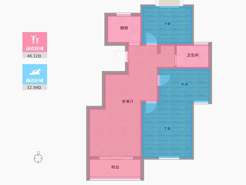 安徽省-六安市-前城紫荆庄园-69.95-户型库-动静分区