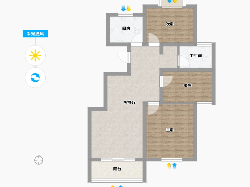 安徽省-六安市-前城紫荆庄园-69.95-户型库-采光通风