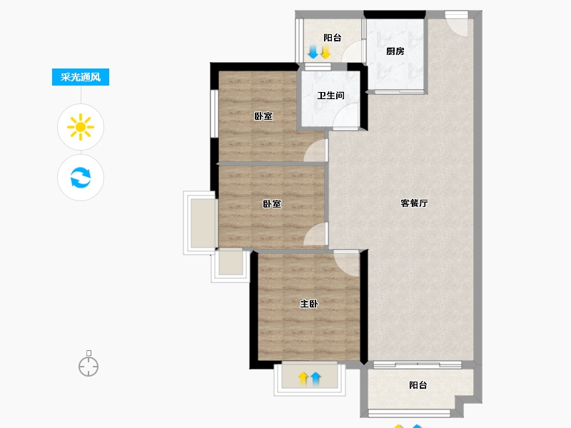 广东省-东莞市-山水江南玖峯-75.94-户型库-采光通风