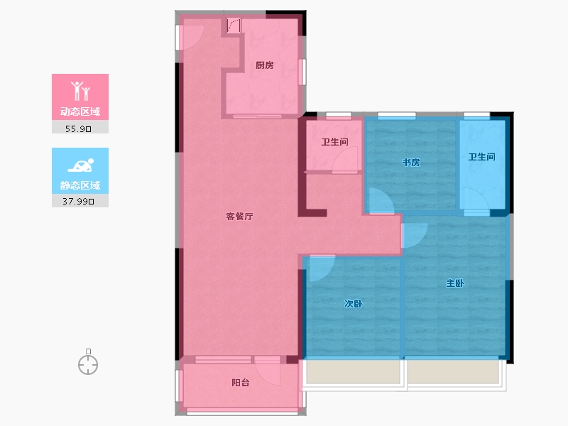 山东省-济南市-魅力之城-90.00-户型库-动静分区