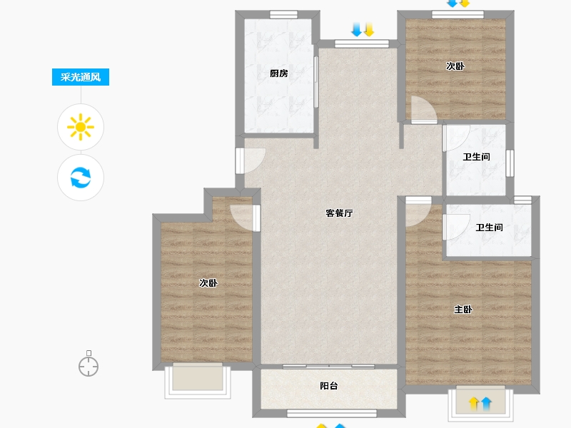 河北省-唐山市-凤凰·逸园-97.87-户型库-采光通风