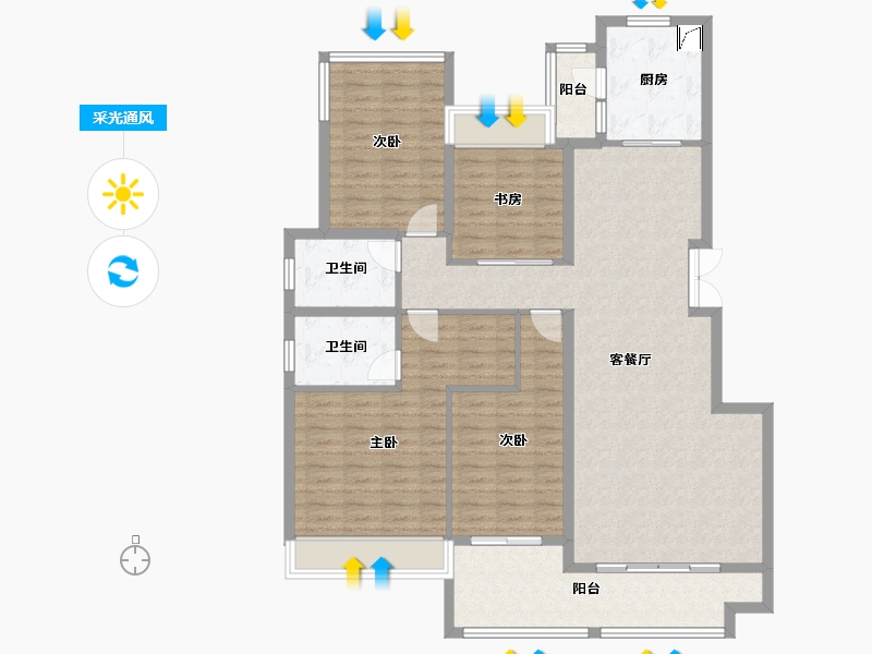 四川省-成都市-美的新城公园天下-130.55-户型库-采光通风