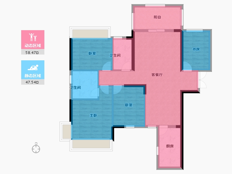 湖南省-衡阳市-利安雅颂居-94.90-户型库-动静分区