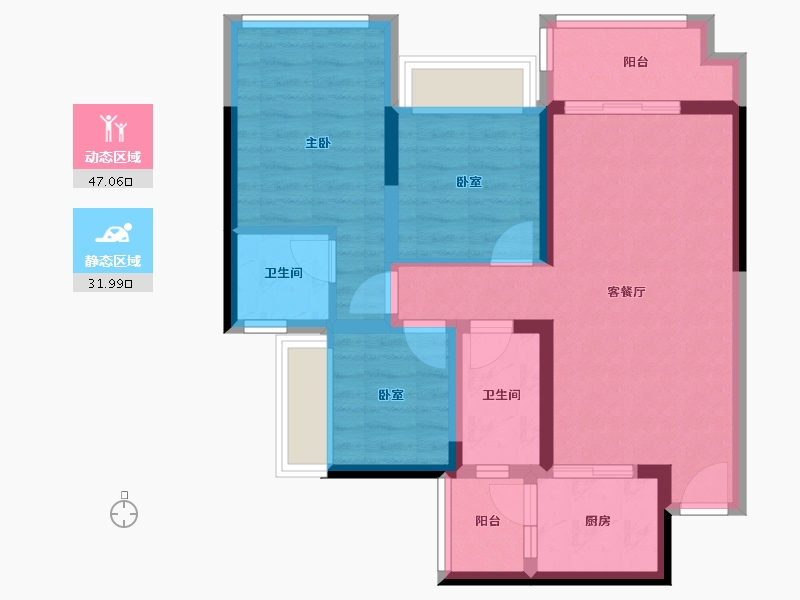 四川省-绵阳市-竹凌星光-69.17-户型库-动静分区