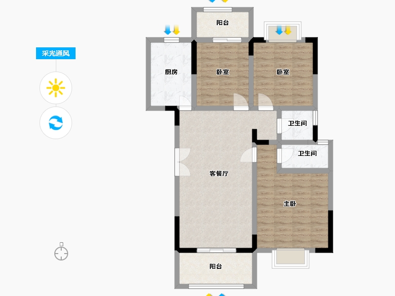 湖南省-娄底市-顺新宜园-95.00-户型库-采光通风