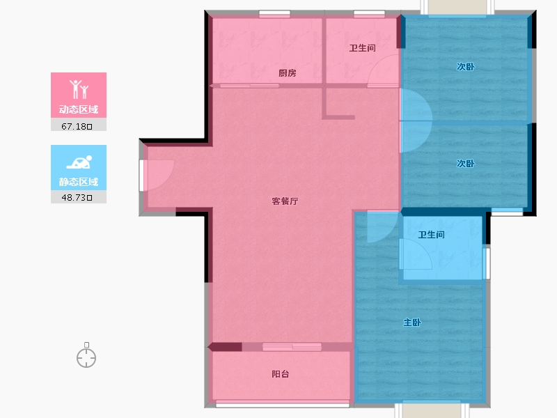 河南省-信阳市-银河湾Ⅱ京九名府-106.00-户型库-动静分区