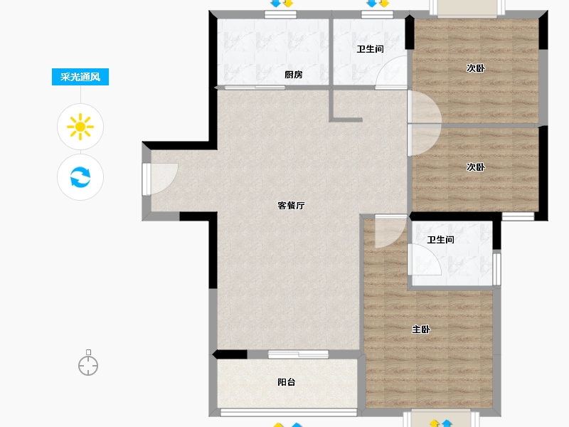 河南省-信阳市-银河湾Ⅱ京九名府-106.00-户型库-采光通风