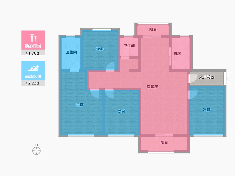 河南省-信阳市-四季花城金桂园-113.63-户型库-动静分区