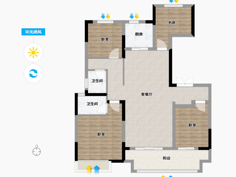 河南省-洛阳市-建业滨河赋-112.80-户型库-采光通风