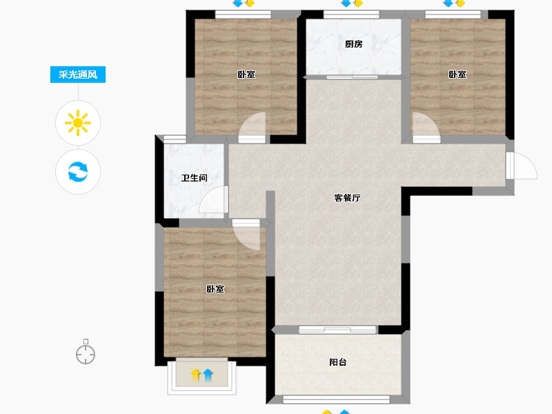 河南省-洛阳市-京熙帝景3期-77.47-户型库-采光通风