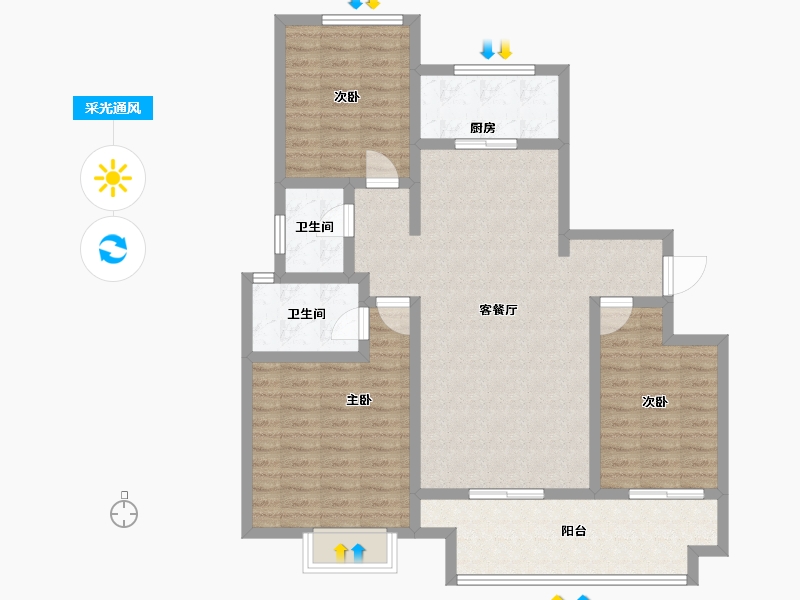 河南省-信阳市-四季花城金桂园-103.32-户型库-采光通风