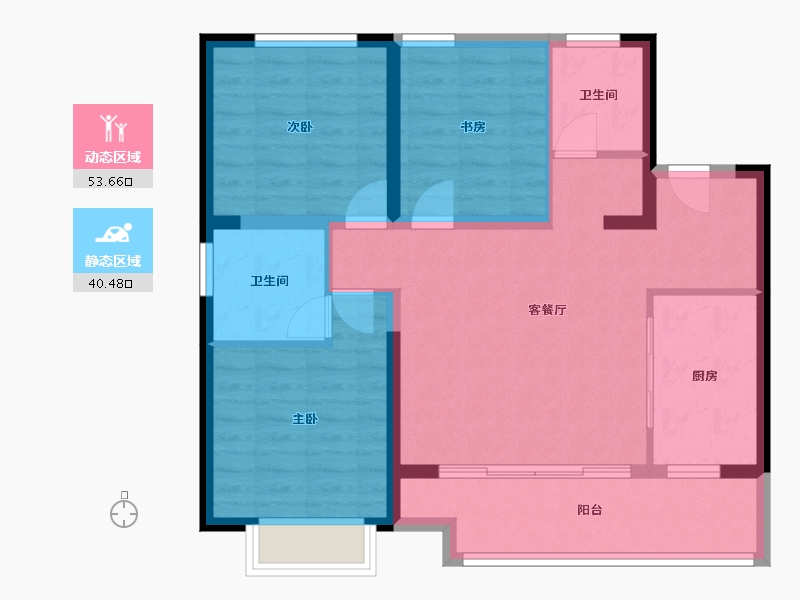 河北省-唐山市-花样年花漾尔湾-84.11-户型库-动静分区