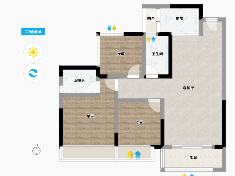 四川省-内江市-远达世纪城-76.09-户型库-采光通风