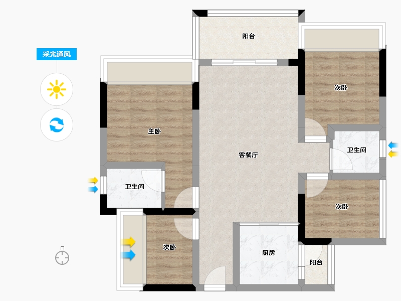 四川省-内江市-远达世纪城-73.57-户型库-采光通风