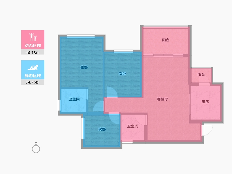 四川省-南充市-鸿通富春山居-72.70-户型库-动静分区