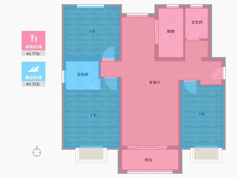 河北省-唐山市-中冶·尚和府-79.94-户型库-动静分区