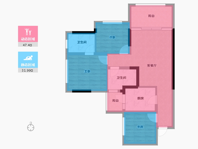 四川省-南充市-阳光白鹭洲-69.80-户型库-动静分区