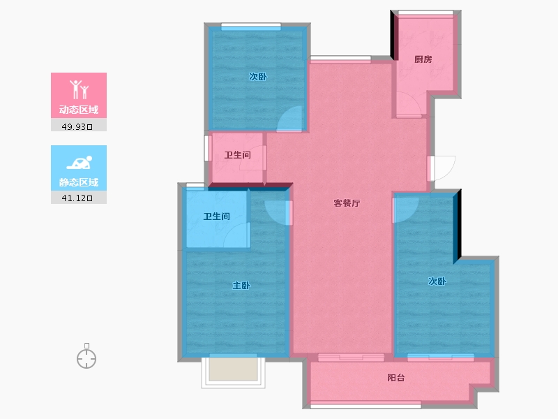 福建省-南平市-阳光城世茂翡丽观邸-81.86-户型库-动静分区