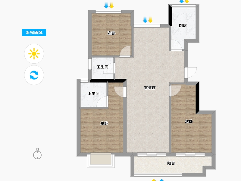 福建省-南平市-阳光城世茂翡丽观邸-81.86-户型库-采光通风