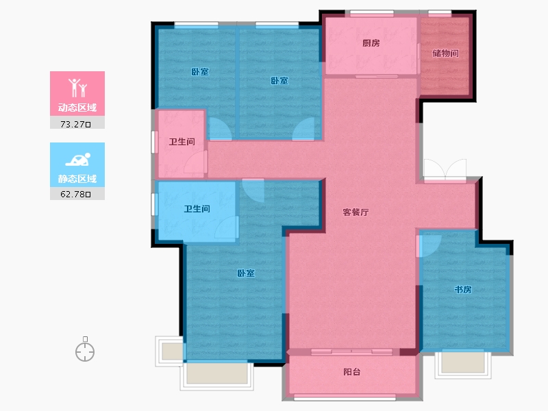 内蒙古自治区-鄂尔多斯市-泰发祥玖悦府-123.31-户型库-动静分区