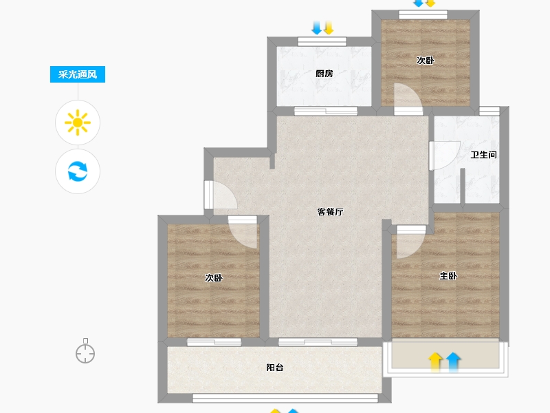 山东省-威海市-凤集金茂悦-71.70-户型库-采光通风