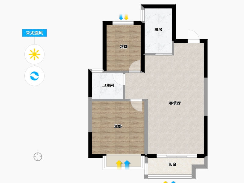 河北省-张家口市-京科·北平苑-65.60-户型库-采光通风