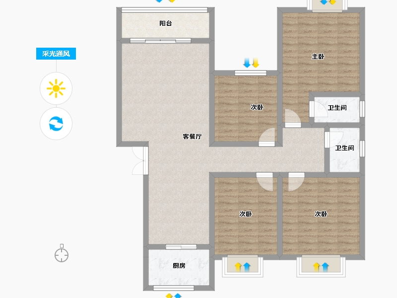 湖南省-衡阳市-三旺花园小区-114.99-户型库-采光通风