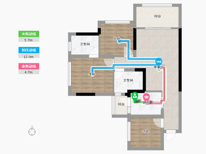 四川省-南充市-阳光白鹭洲-68.13-户型库-动静线