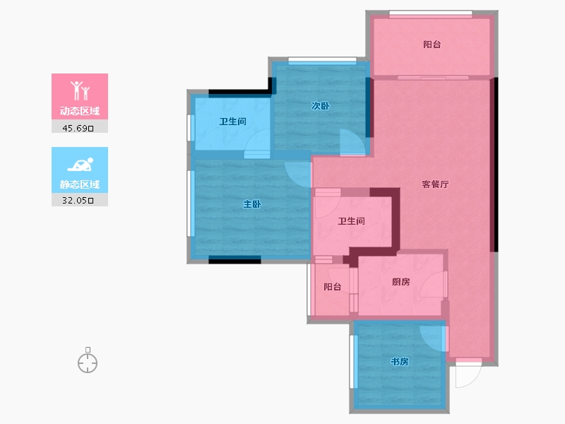 四川省-南充市-阳光白鹭洲-68.13-户型库-动静分区