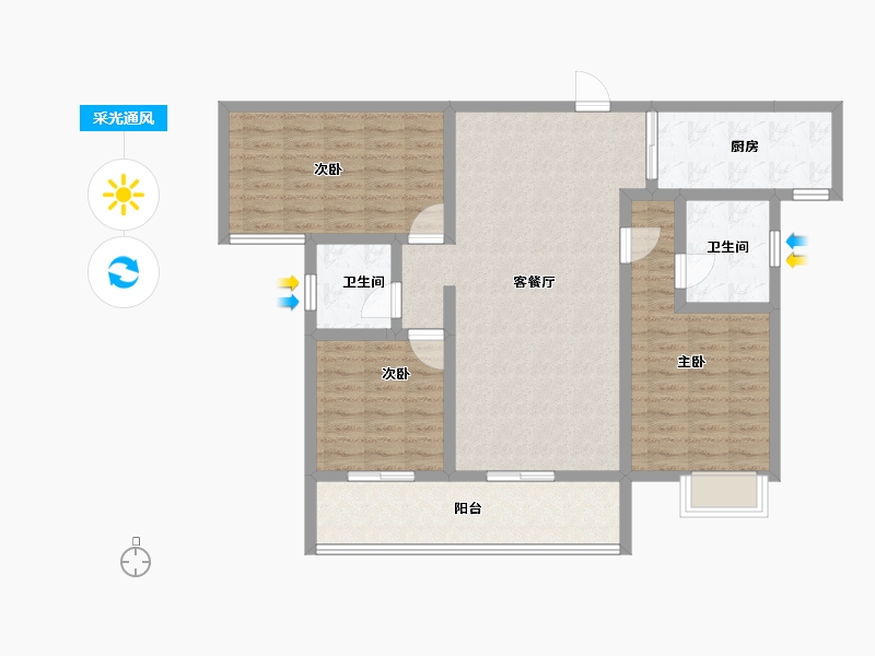 湖南省-怀化市-千鸿帝景-104.00-户型库-采光通风