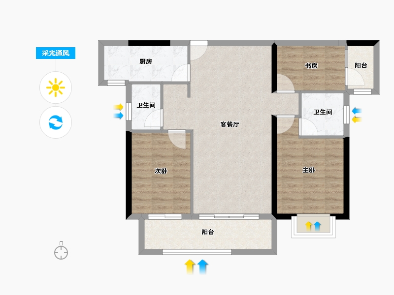 福建省-南平市-美伦阳光新城溪境-81.86-户型库-采光通风