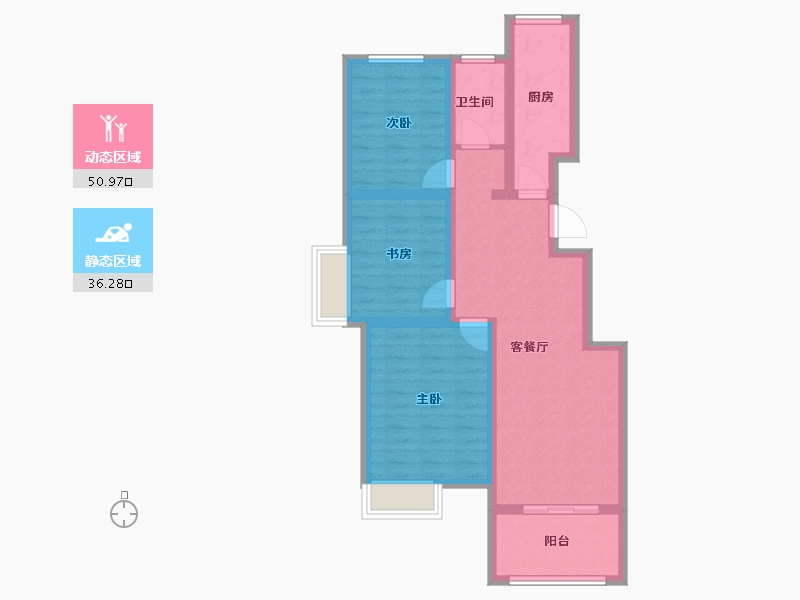 安徽省-六安市-前城紫荆庄园-76.87-户型库-动静分区