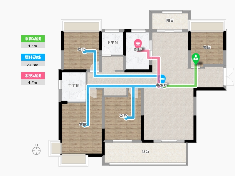 河南省-信阳市-信合公园壹号院-126.86-户型库-动静线