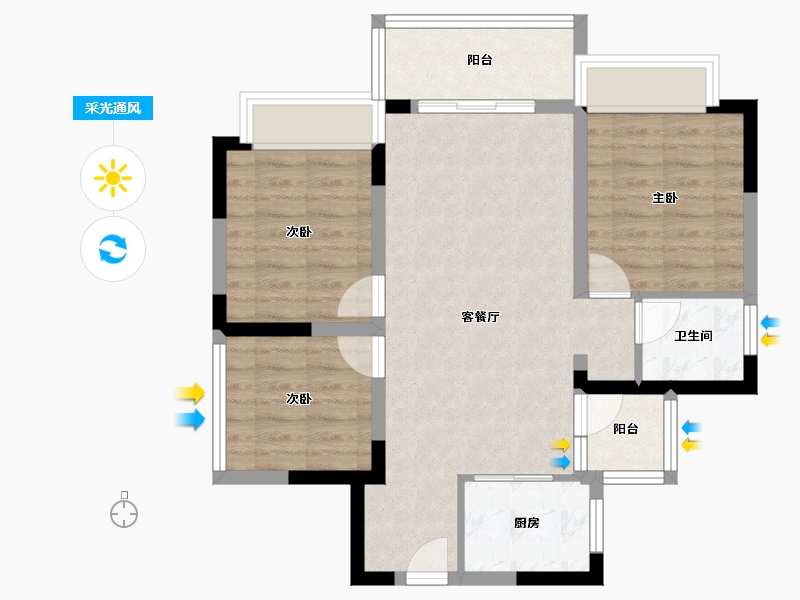 山东省-济南市-昌建·君悦府-70.93-户型库-采光通风