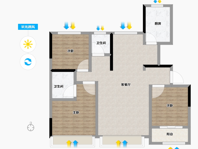 山东省-东营市-贵和府-108.00-户型库-采光通风