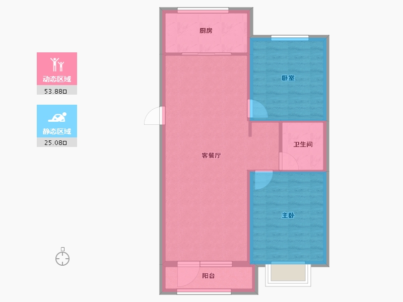 辽宁省-丹东市-恒景溪山上華居-71.27-户型库-动静分区