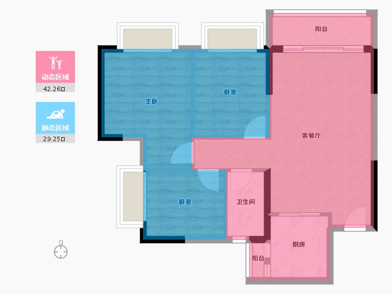 广东省-东莞市-山水江南玖峯-64.07-户型库-动静分区