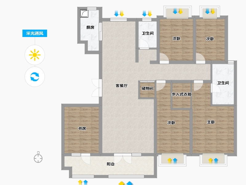 山东省-济宁市-瑞马意墅-140.59-户型库-采光通风