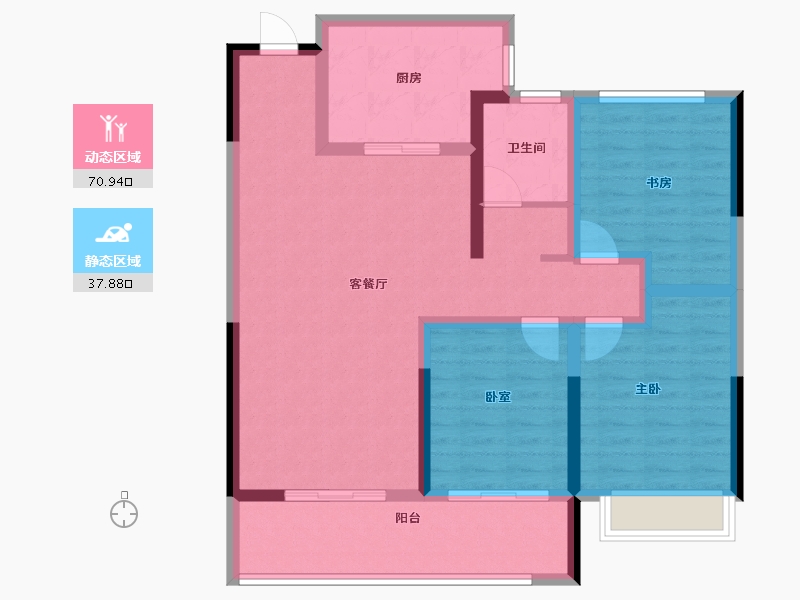 山东省-济宁市-中动长泰蘭园-96.87-户型库-动静分区