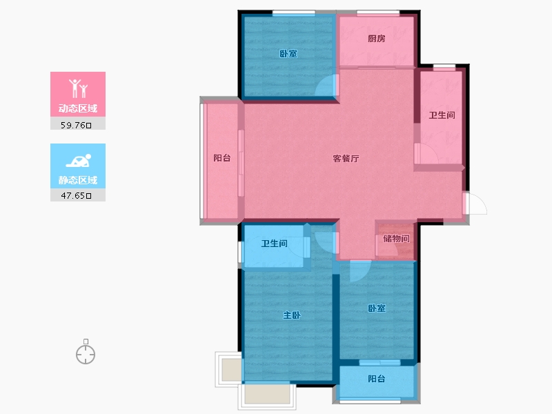 河北省-邯郸市-北湖十六峯-95.77-户型库-动静分区