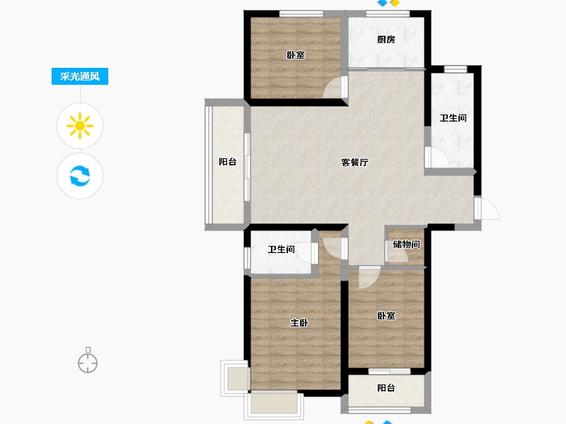 河北省-邯郸市-北湖十六峯-95.77-户型库-采光通风