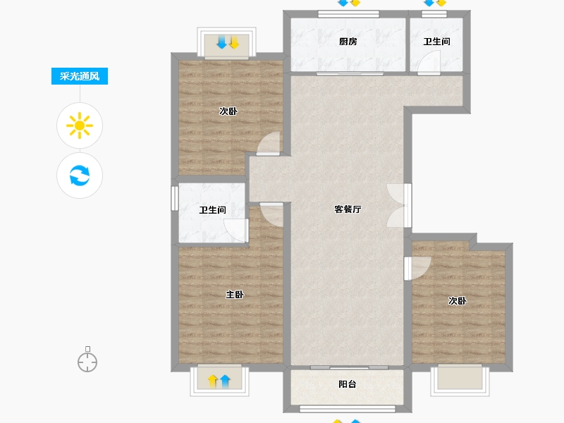 河北省-唐山市-万润首府-102.94-户型库-采光通风