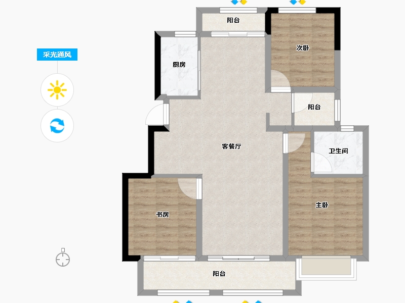 山东省-临沂市-白鹭金岸-94.40-户型库-采光通风