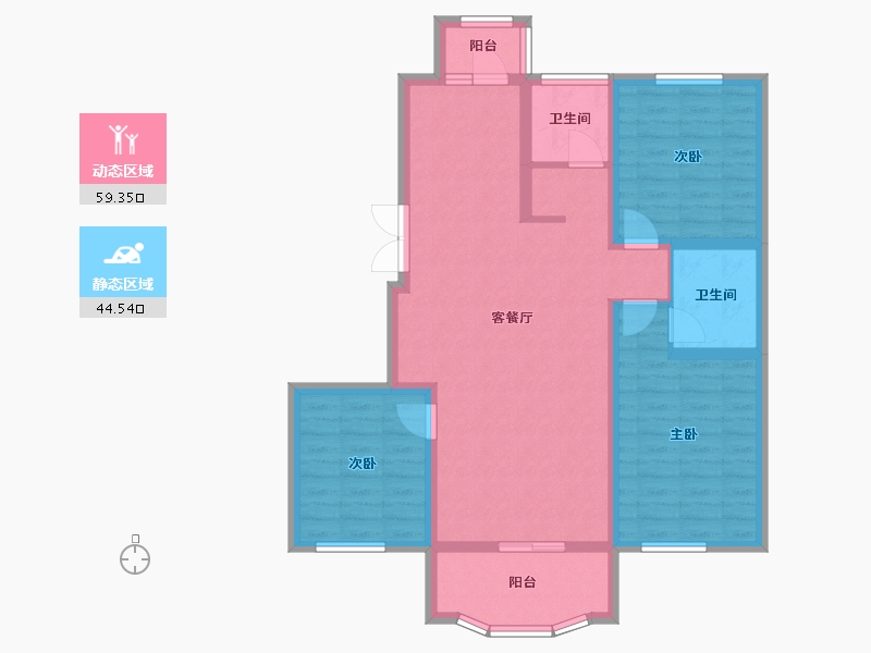 黑龙江省-齐齐哈尔市-中冶滨江半岛-92.58-户型库-动静分区