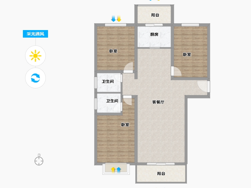 山西省-临汾市-石化小区二期-114.10-户型库-采光通风