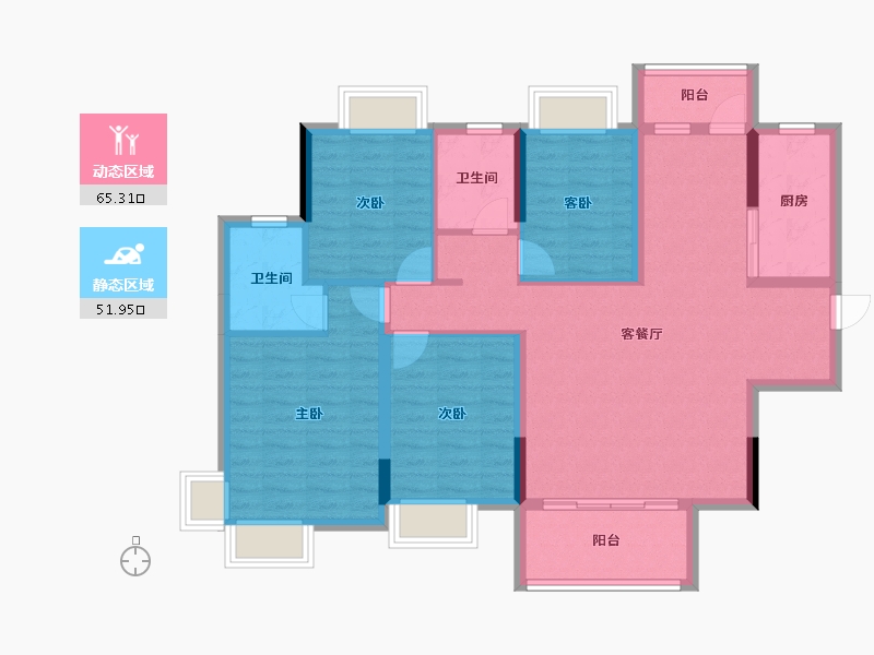 湖北省-咸宁市-璟湖世纪城-105.05-户型库-动静分区