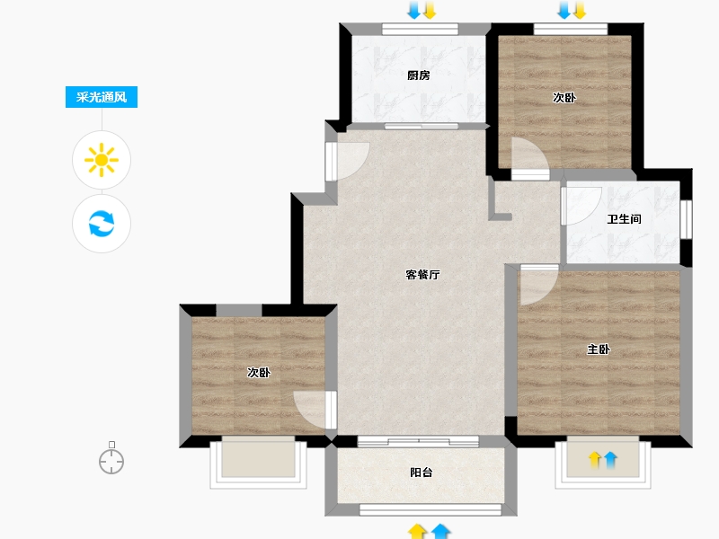 河北省-唐山市-中冶·尚和府-65.21-户型库-采光通风