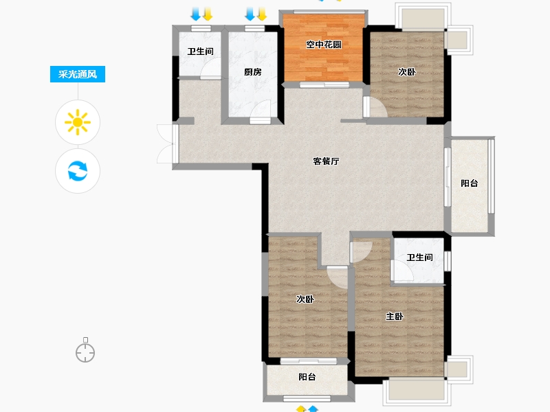 河南省-信阳市-信合公园壹号院-105.12-户型库-采光通风