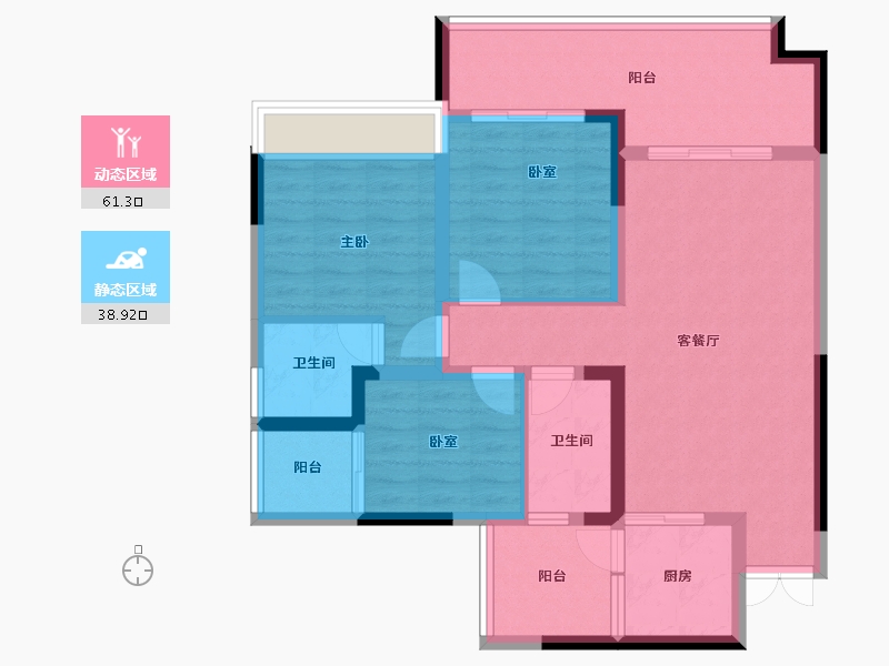 四川省-南充市-亿春紫荆华府-89.05-户型库-动静分区